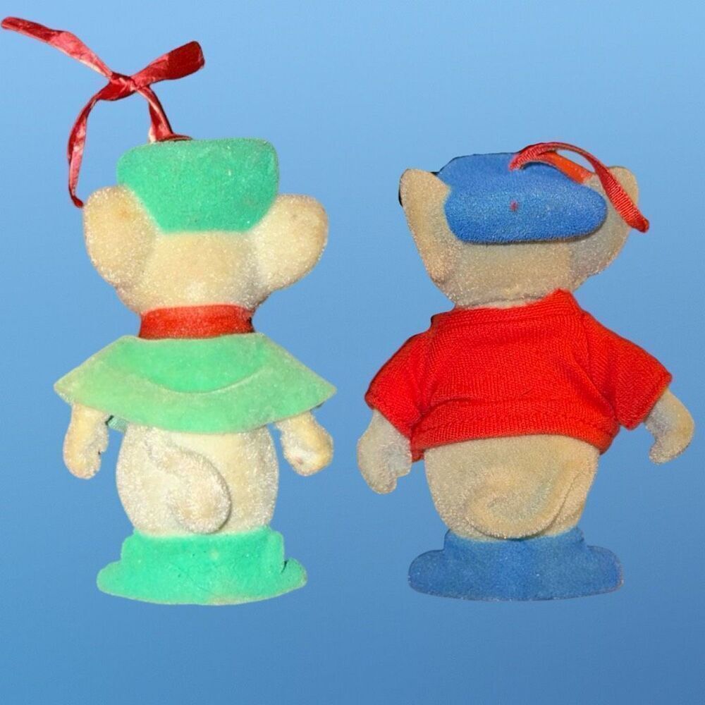 Vintage 1990 Disney Rescuers Miss Bianca Bernard Flock Christmas Ornaments B13 - Picture 15 of 15